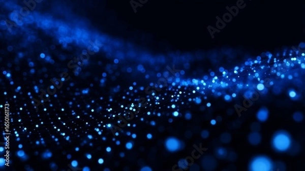 Obraz Abstract digital blue network background with glowing dots and lines for global business, technology, corporate presentations, and modern data connectivity concepts