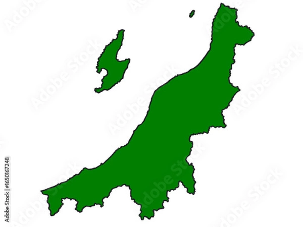 Fototapeta 新潟県の地図（縁取りグリーン）