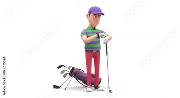 Obraz Cartoon golf player illustration