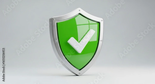 Fototapeta Secure Digital Protection Shield with Checkmark Symbol