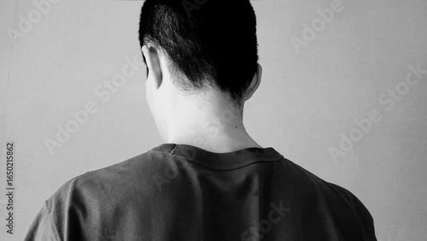 Obraz 落ち込む日本人男性の後ろ姿をイメージ