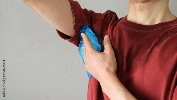 Obraz 身体を保冷剤で冷やす人物