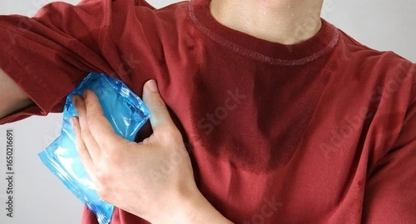 Obraz 身体を保冷剤で冷やす人物