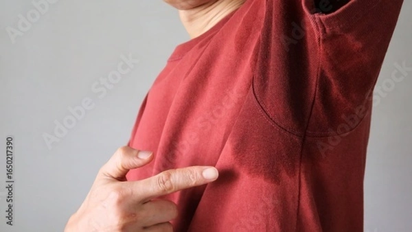 Obraz 脇の下の汗染みを指差す人物