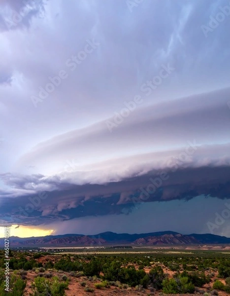 Fototapeta Dramatic storm clouds over desert landscape