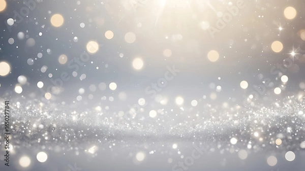 Fototapeta White bokeh blur lights effect abstract background, blurred, bright, design, defocused, texture
