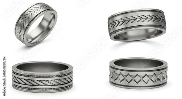 Fototapeta Four metal patterned rings