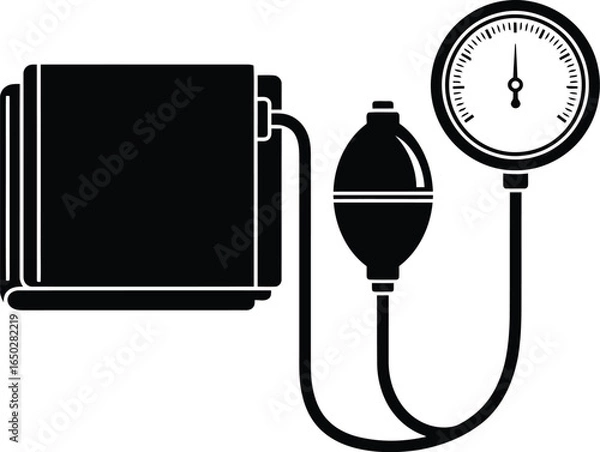 Fototapeta Detailed sphygmomanometer blood pressure cuff gauge pump drawing