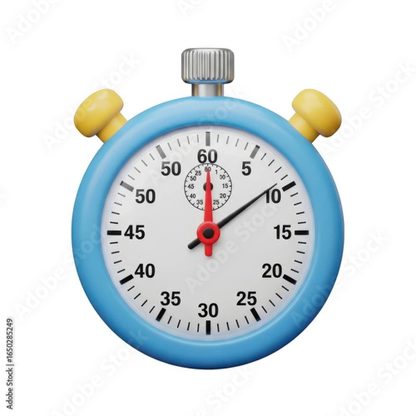 Obraz 3d blue stopwatch isolated on transparent background