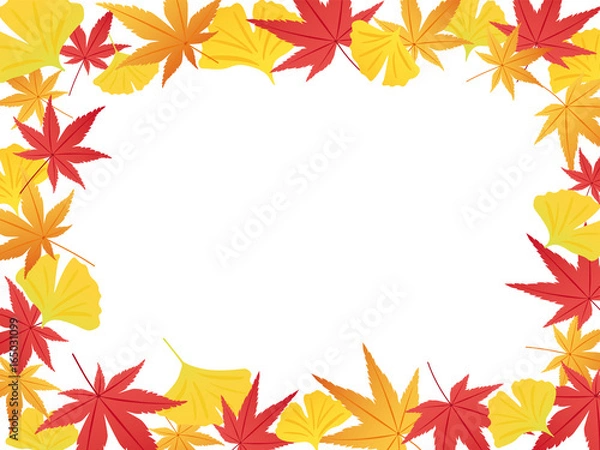 Fototapeta もみじとイチョウのフレーム素材