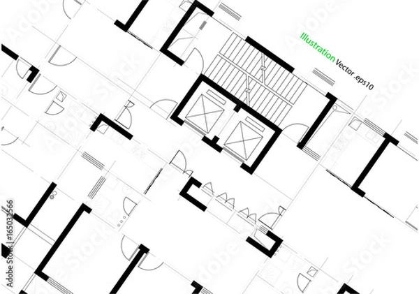 Fototapeta Architectural background, architectural plan, construction drawing