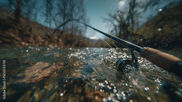Obraz Fly Fishing in a Rocky Stream