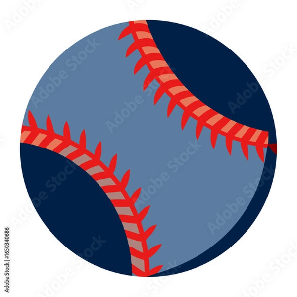 Obraz Close up of a blue baseball with red stitching against a dark background