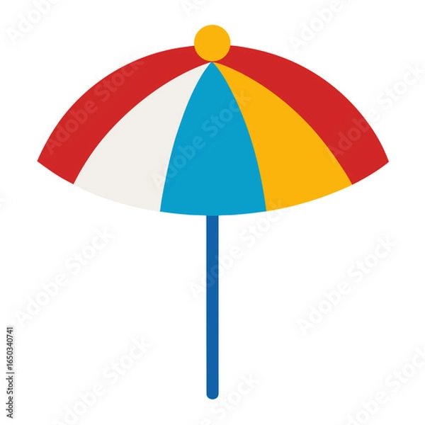 Obraz Brightly colored beach umbrella with a blue pole and yellow top against a black background symbolizing summer fun and protection from the sun