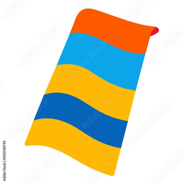 Obraz Abstract wavy flag with horizontal stripes of orange blue and yellow on a black background