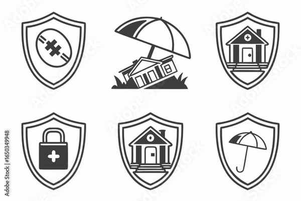 Obraz Insurance and protection icons isolated on white background