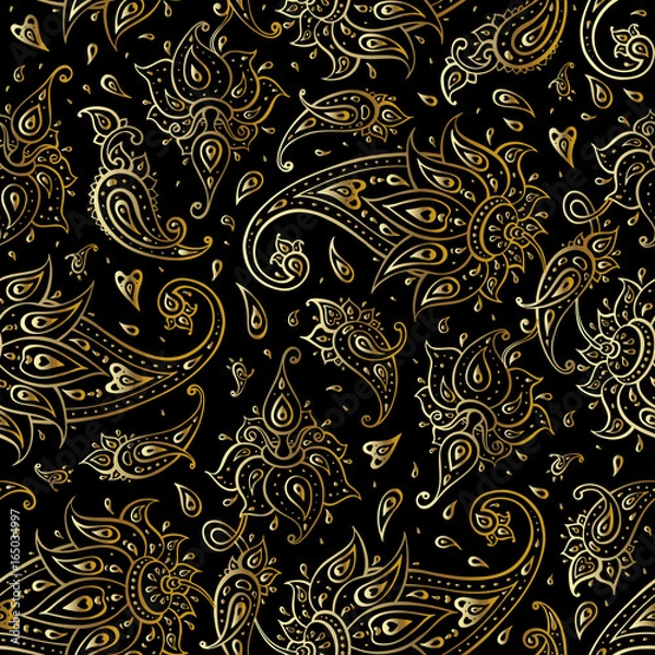 Obraz Paisley Ethnic ornament. Seamless Paisley background. Elegant Hand Drawn vector pattern.