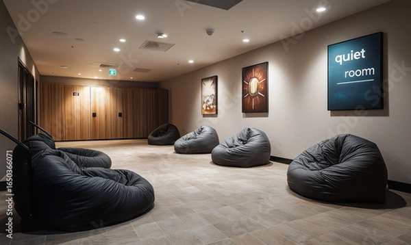 Fototapeta Quiet room for neurodiverse employees modern office relaxation space indoor contemporary design