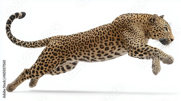 Fototapeta leopard in front of white background. Generative AI