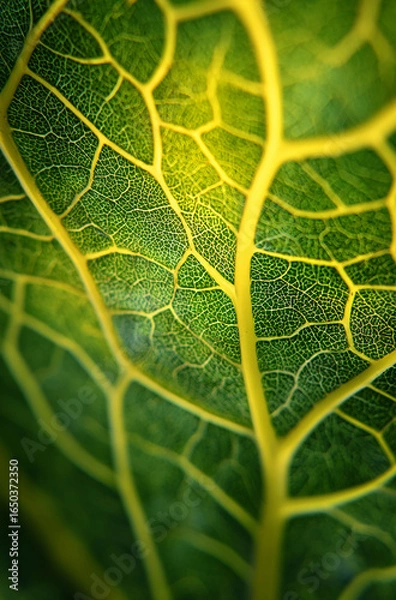 Fototapeta green leaf macro. Generative AI