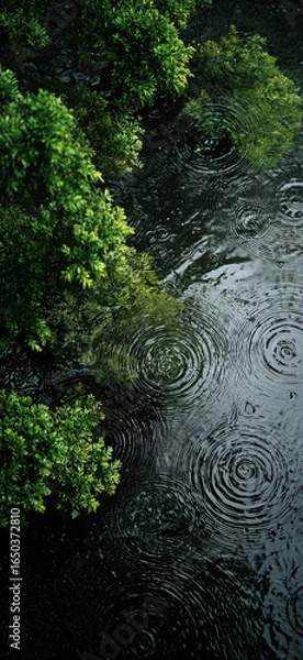 Fototapeta water flowing in the forest. Generative AI