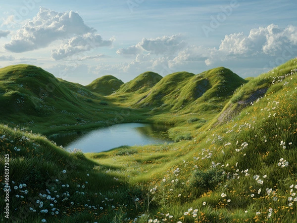 Fototapeta lake in the mountains. Generative AI