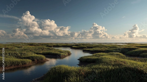 Fototapeta landscape with river. Generative AI