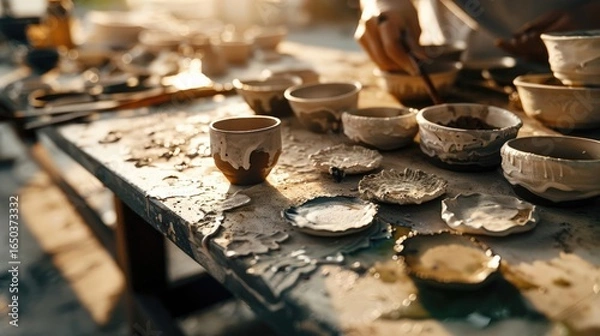 Fototapeta A Close-up Shot of a Silhouettes of people at a wedding with watercolor details