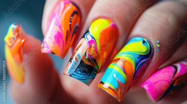 Fototapeta A closeup photo of a hand applying lipstick with a perfectly sharp point, showcasing the creamy texture of the product  ,Abstract