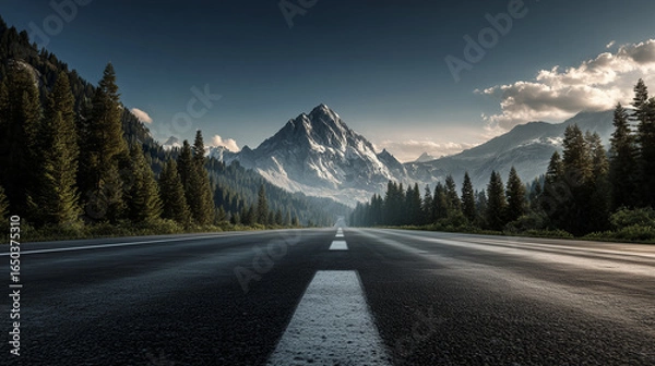 Fototapeta road to the mountains. Generative AI