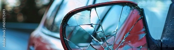 Fototapeta A cracked mirror reflecting a distorted image, hinting at the subjectivity of perception smart car