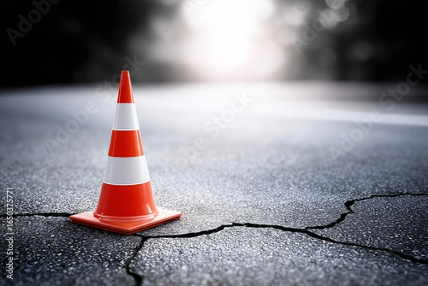 Fototapeta traffic cones on a road. Generative AI