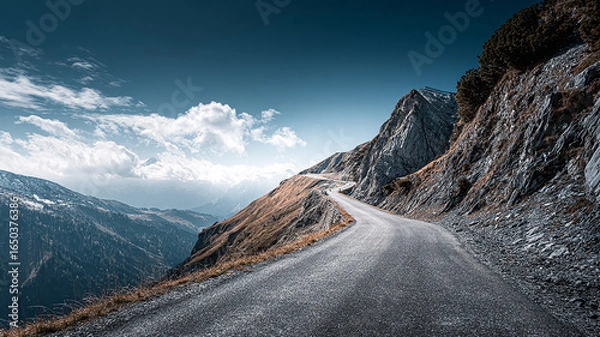 Fototapeta mountain road in the mountains. Generative AI