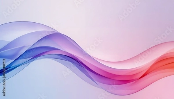 Fototapeta Abstract flowing waves of translucent pink, blue, and red hues on a light background.