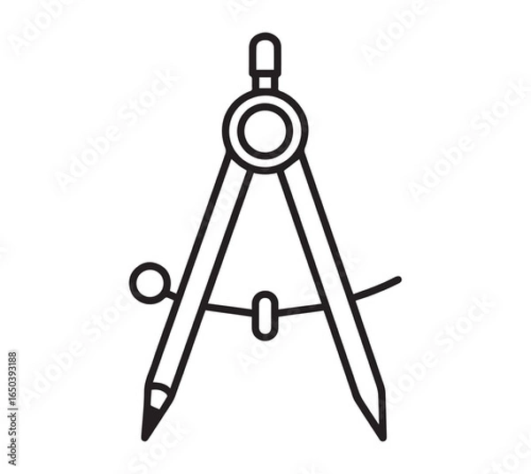 Fototapeta Drawing compass with pencil and needle drafting tool vector