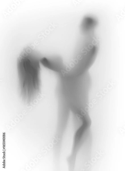 Obraz Beautiful body silhouettes, lover couple together, dance