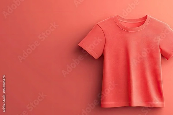 Obraz Coral-toned T-shirt hangs on a coral background