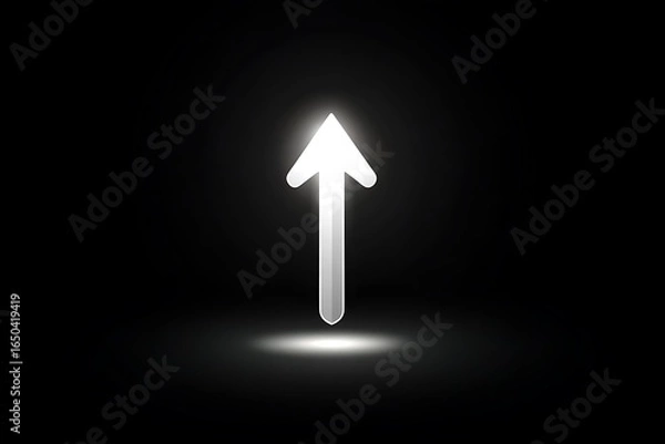 Fototapeta A white, glowing arrow pointing Up, 