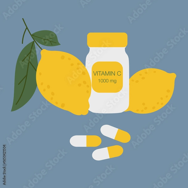 Fototapeta Health benefits of lemons as source of vitamin C