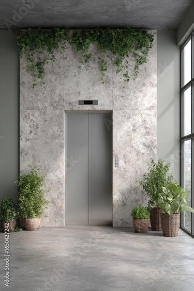 Obraz Modern elevator lobby with plants