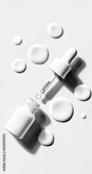 Obraz White serum dropper bottle,  droplets