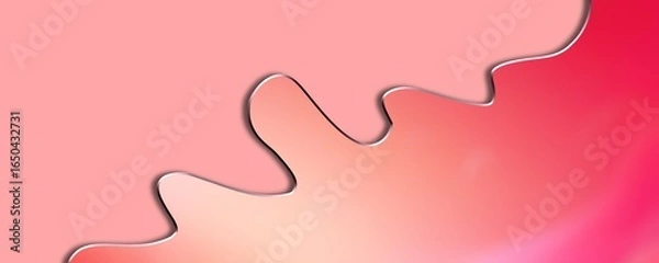 Fototapeta Pink and red gradient abstract background with a smooth, curved shape and a metallic silver border