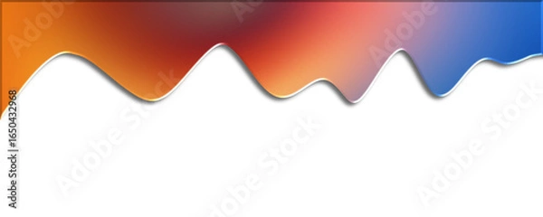 Fototapeta Abstract wave of orange, purple, and blue gradient liquid dripping. Background element frame