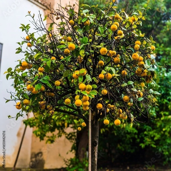 Fototapeta Orchard tree with ripe citrus