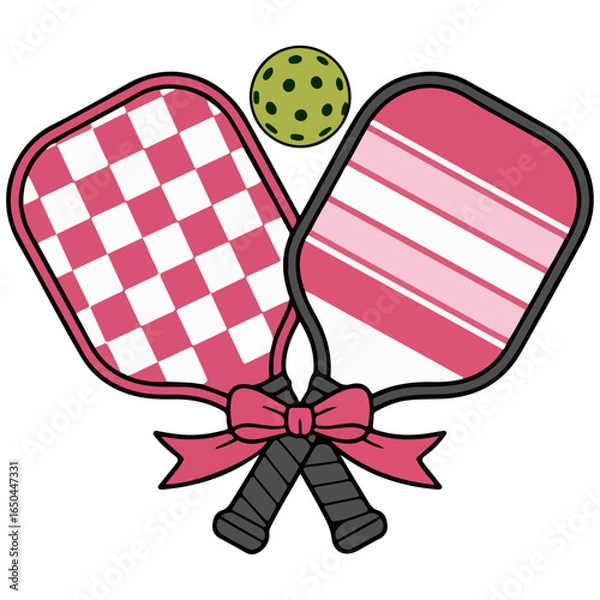 Fototapeta Pickleball vector And Pickleball Paddles Sign Symbol Icon Vector Illustration Drawing Art.