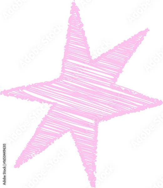 Obraz Hand-drawn star with crayon texture. Pencil line sketch. Cute shape for collage like kids drawings. Doodle school illustration of sparkle and twinkle