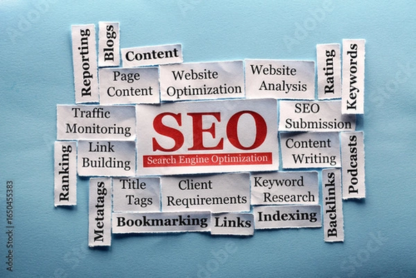 Fototapeta SEO, search engine optimization word cloud Organic Growth Concept