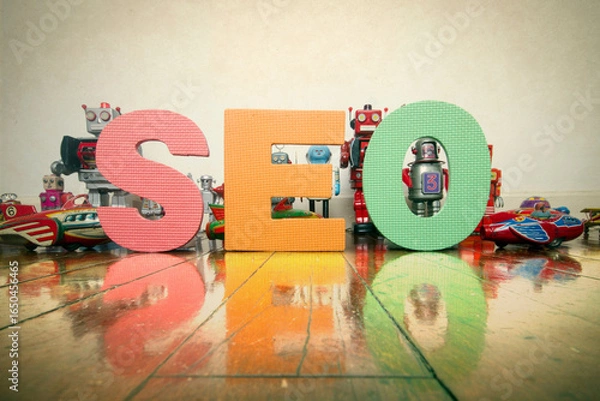 Fototapeta Seo search engine optimization organic search and link building idea Digital SEO Concept