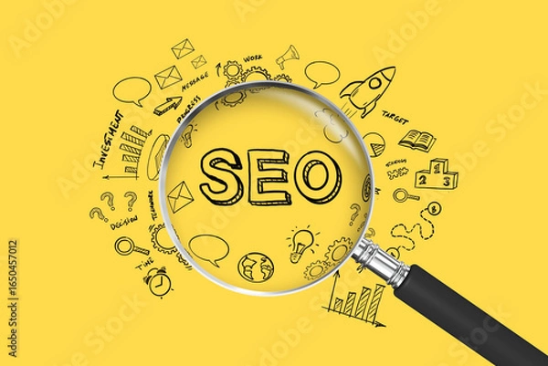 Fototapeta Seo search engine optimization organic search and link building idea Digital SEO Concept