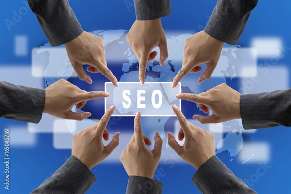 Fototapeta Seo search engine optimization organic search and link building idea Digital SEO Concept